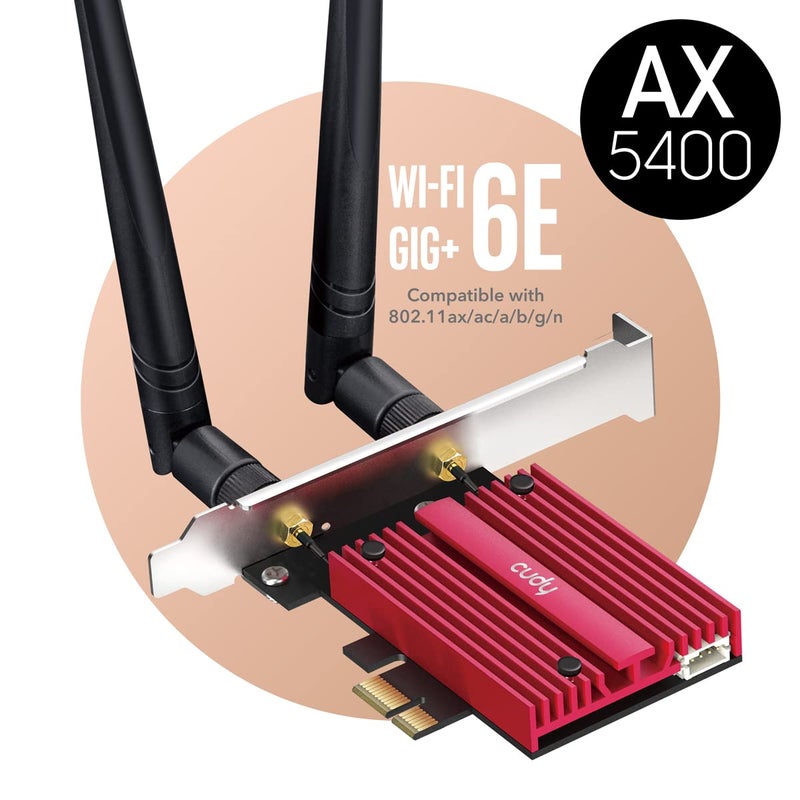 Cudy AX5400 Wireless WiFi 6E PCIe Card for PC, Bluetooth 5.3, AX210 Module Inside, Bluetooth 5.2/5/4.0, 802.11ax/ac/a/b/g/n, Windows 11,10, WE3000S - Image 4